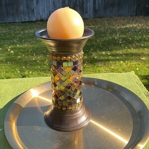 PartyLite Global Fusion Mosaic Vintage Pillar/ball Candle Holder